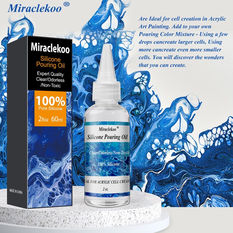 Miraclekoo Silicone Pouring Oil Cell Activator Pure Silicone Oil for Cell Creation in Acrylic Paint,2 Ounce - Image 4